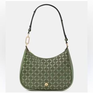 Chic Olive Woven Shoulder Bag